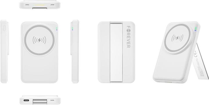 Actual product image Forever MACS-100 magnetic wireless charging station with power bank white 5in1 (20 W)