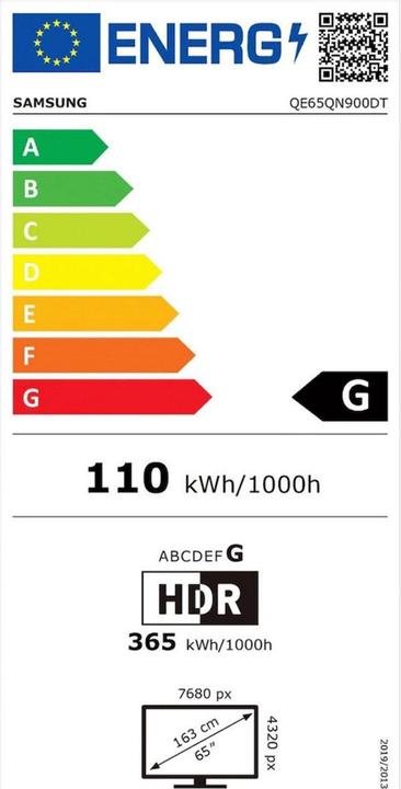 Label énergétique Samsung QE65QN900D (UE) (65", QN900D, NeoQLED, 8K, 2024)