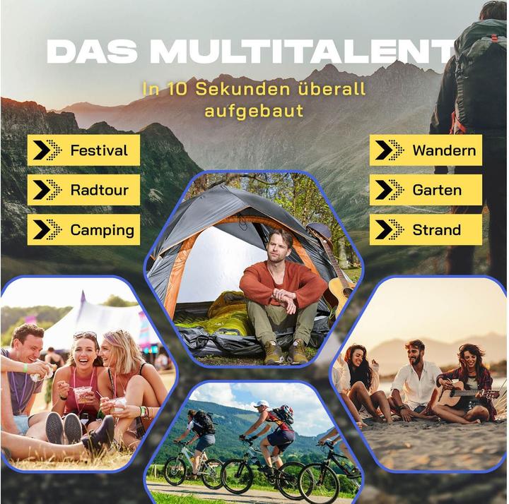 Produktbild Where Tomorrow Wurfzelt 3 Personen - Grau, Anzahl Personen: 3 (Wurfzelt, 3.10 kg, 3 Personen)