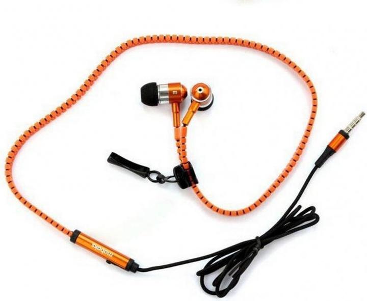 Produktbild Hermex In Ear ZIPPER Headset mit Fernbedienung ORANGE für alle Android Smartphones (Kabelgebunden)