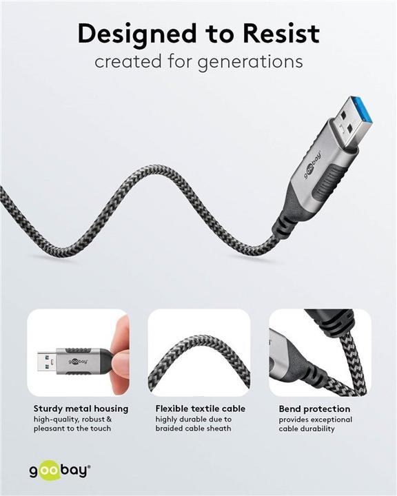 Produktbild Goobay Ethernet-Kabel USB-A 3.0 auf RJ45, Slim, 7,5 m (USB 3.0, RJ45 (1x))