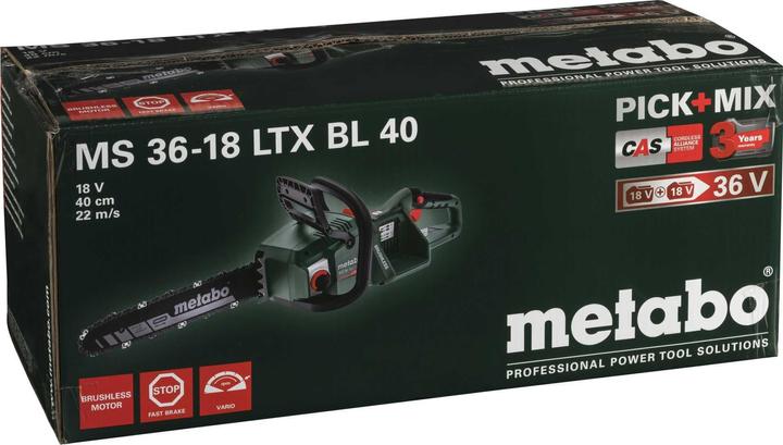 Produktbild Metabo MS 36-18 LTX BL 40 (Akku Kettensäge)