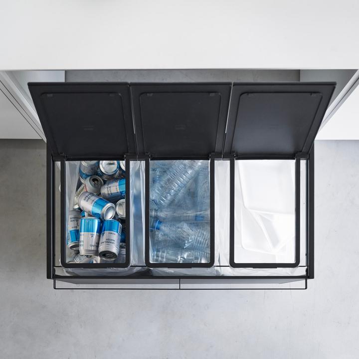 Produktbild Yamazaki Mülleimer mit 3 Fächern & Rollen TOWER