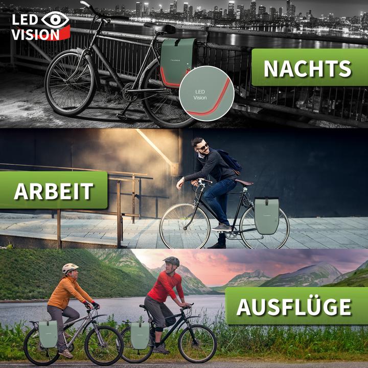 Actual product image Eloneo Waterproof panniers with LED (20 l, Luggage carrier bag)