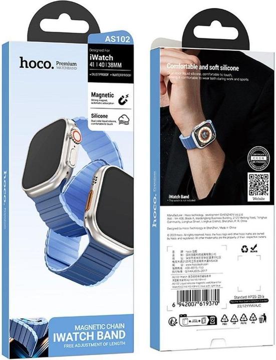 Produktbild Hoco Other strap for Apple Watch 42 / 44 / 45 / 49 mm AS102 dark blue with light blue (Silikon)