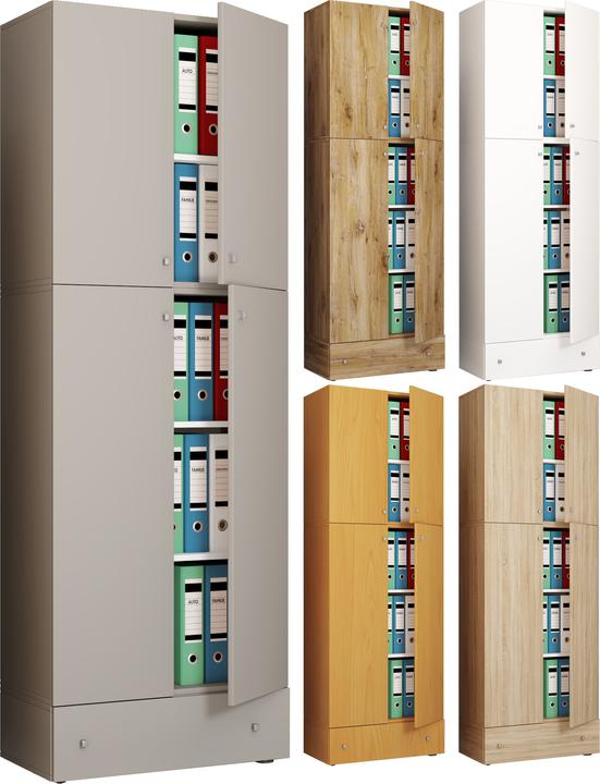VCM Armoire de bureau Armoire à dossiers Lona 5 tiroirs portes battantes (70 x 39 x 200 cm)