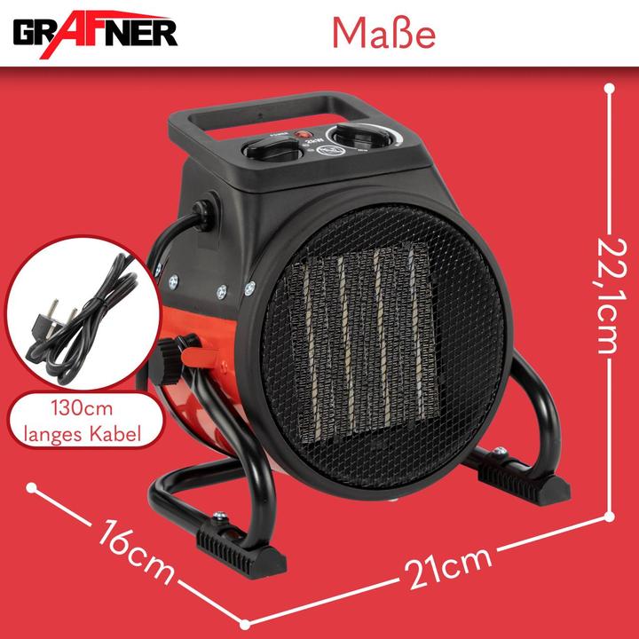 Produktbild Grafner Elektroheizer Heizlüfter Bauheizer 2000 Watt Heizstrahler EH10933 (2000 W)