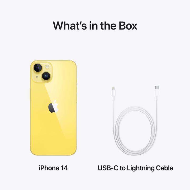 Actual product image Apple iPhone 14 (128 GB, Yellow, 6.10", SIM + eSIM, 12 Mpx, 5G)