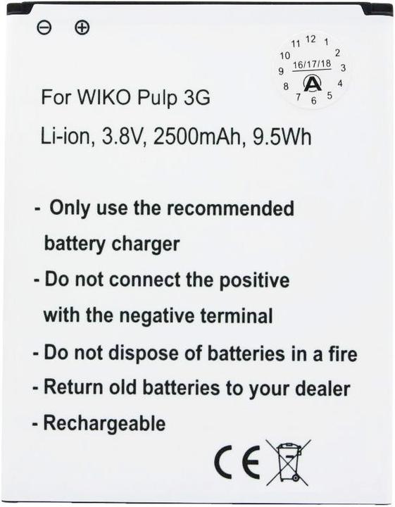 Immagine prodotto Wiko Akku Pulp FAB 3G, Pulp FAB 4G Akku 5251 (Accumulatore di carica elettrica, Wiko Pulp Fab)