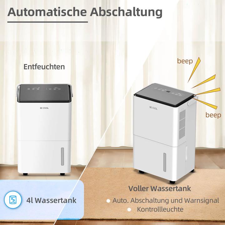 Actual product image Be Cool BC20LEF2301 Luftentfeuchter 20m² 400W 20 l/Tag Weiss, Grau (20 m², 20 l/24h)