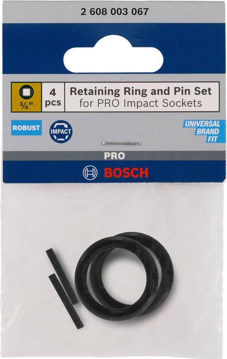 Produktbild Bosch Professional Zubehör Set mit Haltering und Stift für PRO Impact Steckschlüsseleinsatz 3/4", 4-tlg.