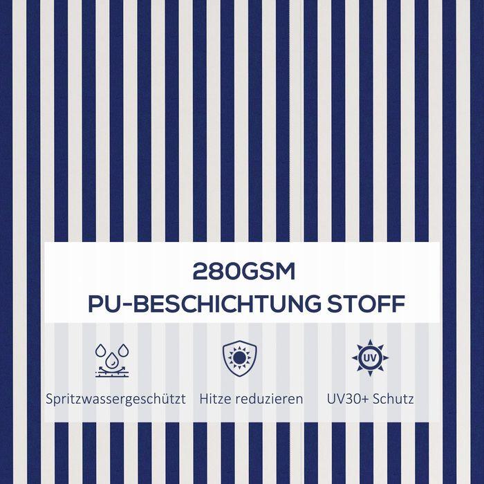Image du produit Swisshandel24 Markise 4x3m Wandmontage mit Handkurbel, Sonnenschutz, Alu, Blau+Weiss (3.96 m)