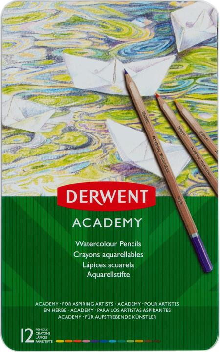 Derwent Matite acquerellabili in latta multicolore, 12 pezzi (Multicolore, 12 x)