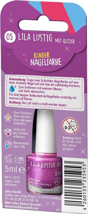 Actual product image Fruchtbar Child nail colour (Purple funny with glitter, Colour paint)