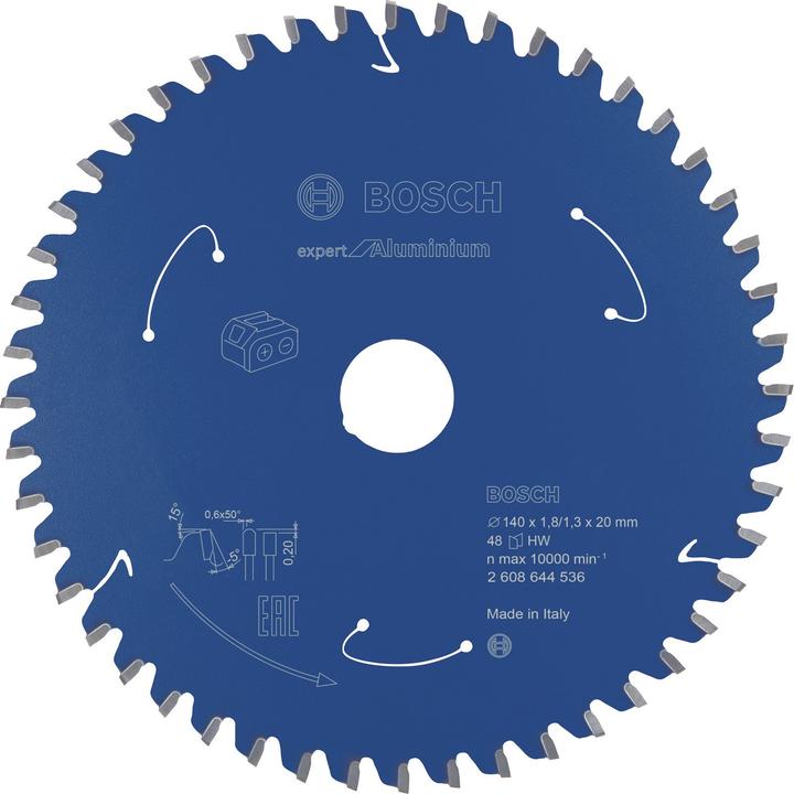 Bosch Professional Zubehör Akku-Kreissägeblatt Expert for Aluminium, 140 x 1,8/1,3 x 20, 48 Zähne