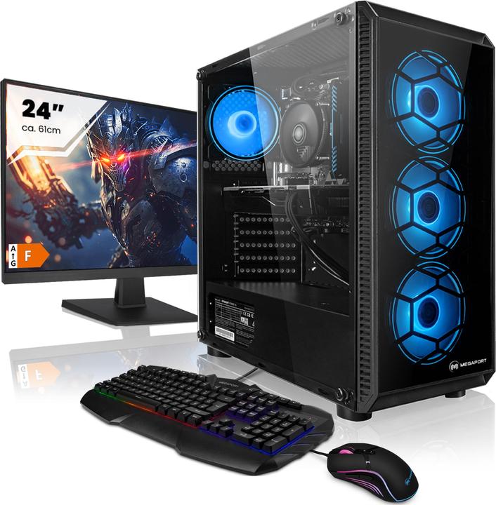 Image du produit Megaport PC de jeu complet Intel Core i5-10400F- GeForce GTX1650 - 24" Full-HD + clavier+souris - 16-FR (Intel Core i5-10400F, 16 Go, 500 Go)