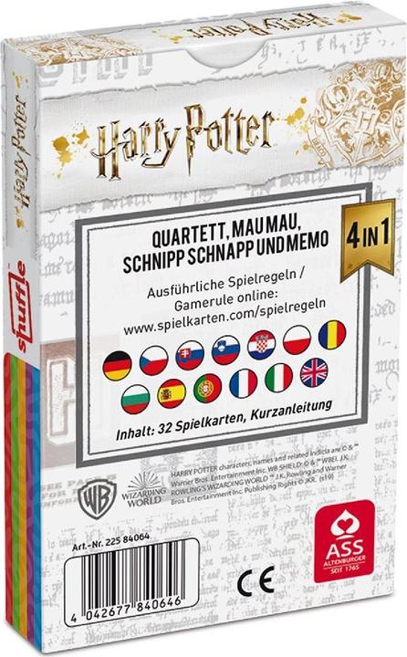 Produktbild ASS Altenburg 22584064 - Harry Potter - Quartett 4 in 1, Kartenspiel, für 2-4 Spieler, ab 4 Jahren (Italienisch)