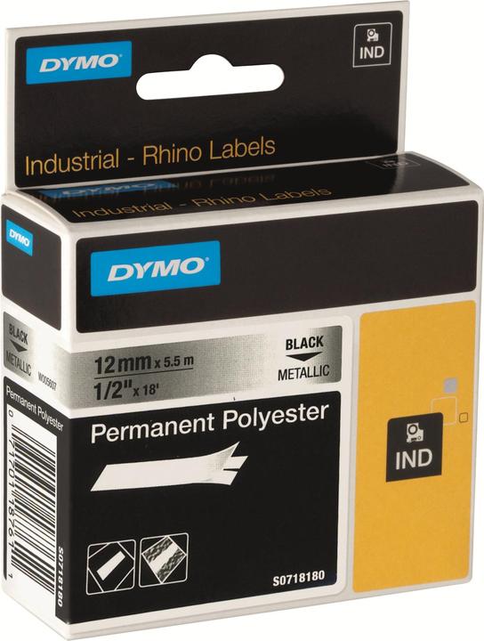 Dymo Rhino 19mm schwarz auf Hell Perm Poly (1.90 cm, Transparent)