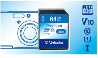 Actual product image Verbatim SDXC Card Class 10 Premium (64 GB, SDXC, U1, UHS-I)