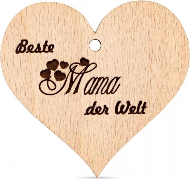 Produktbild ZNatur Herz Anhänger Geschenk Deko mit Gravur Beste Mama der Welt No.79