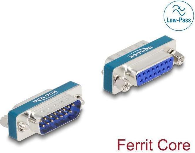 Immagine prodotto Delock Filtro di soppressione delle interferenze HF/EMI da spina a presa D-Sub 15 pin con induttivo