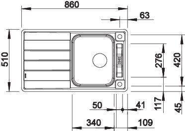 Actual product image Blanco AXIS III 45 S-IF (Top-mounted sink, 51 cm, 86 cm)