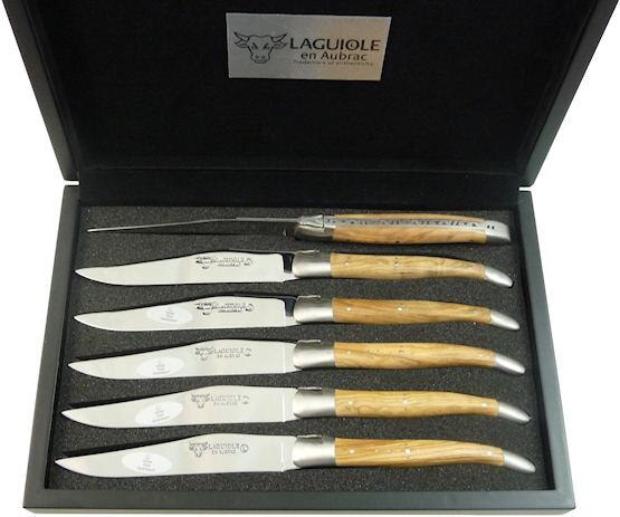 Laguiole en Aubrac Steakmesser Olivenholz (6 Stück, Messer)