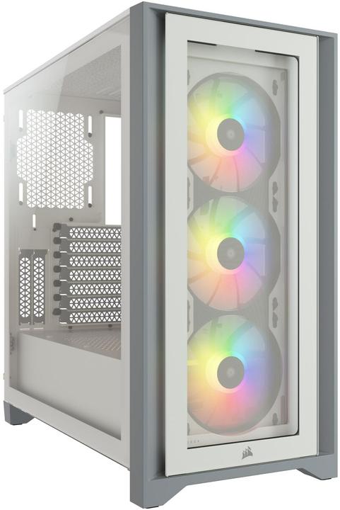 Produktbild Corsair iCUE 4000X RGB Mid-Tower White-Gehäuse aus gehärtetem Glas (ATX, mATX, Mini-ITX, E-ATX)