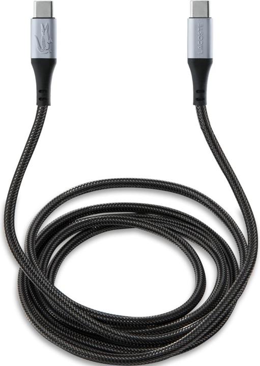 Actual product image Lacoste Set 2in1 Case + Cable USB-C Iconic Petit Pique Woven MagSafe for iPhone 16 black (Apple iPhone 16)