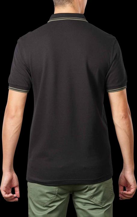 Actual product image Fred Perry Twin Tipped Polo Shirt Short Sleeve Black/Fieldgr (XXL)