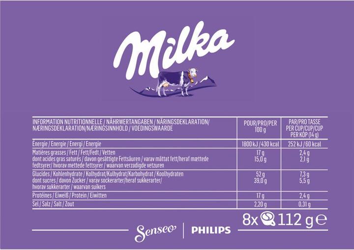 Valeurs nutritives et ingrédients Senseo Pads Milka (8 x Port.)