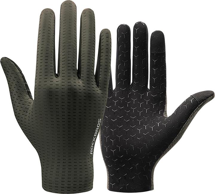 Actual product image Rockbros Breathable Full Finger Cycling Gloves, Size: S - Green (S)