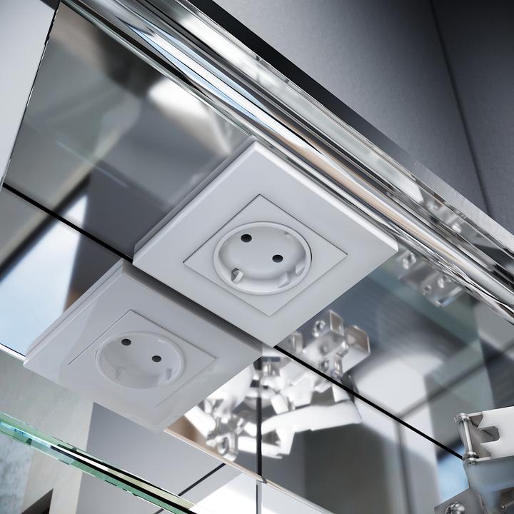 Produktbild SONNI LED-beleuchteter Spiegelschrank, 90 x 65 cm, 3 Türen Edelstahl, Badezimmerspiegelschrank mit S