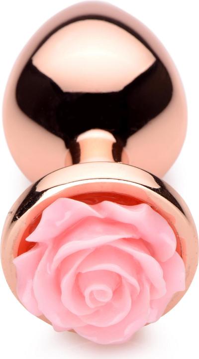 Actual product image XR Brands Pink Rose Butt Plug Rose Gold - Medium