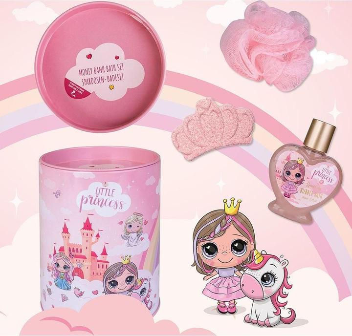 Image du produit Accentra Set de bain LITTLE PRINCESS dans une tirelire en étain, comprenant 80ml de bain moussant, 50g de (Set soin capillaire)