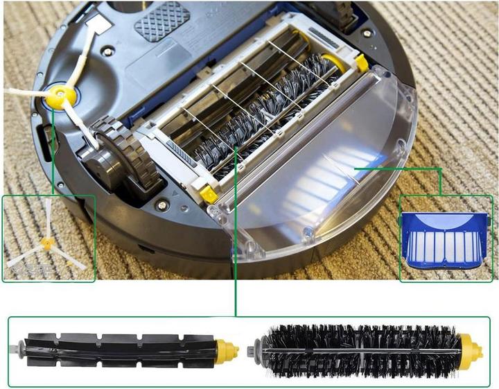 Image du produit Werkstein Brosses de rechange & filtres Hepa pour l'aspirateur Roomba 500/600 d'iRobot - kit de nettoyage (13