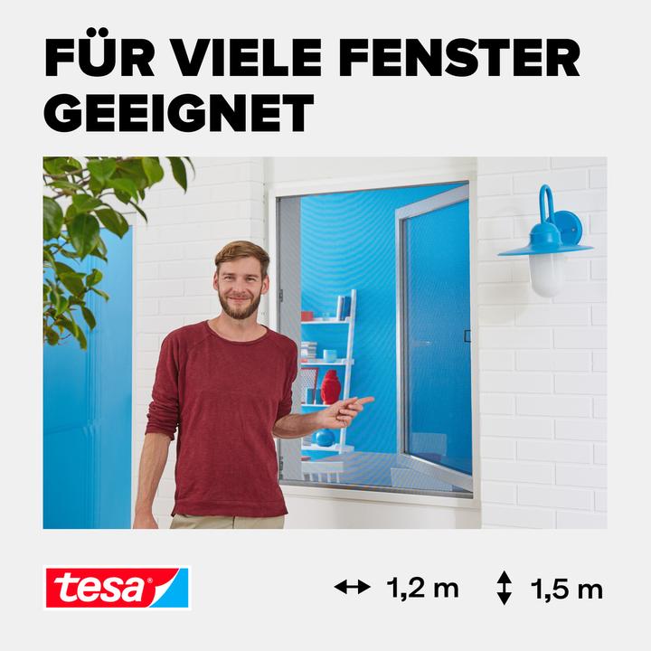 Image du produit tesa Moustiquaire Alu COMFORT pour fenêtres, avec cadre en aluminium, sans perçage (120 x 150 cm)