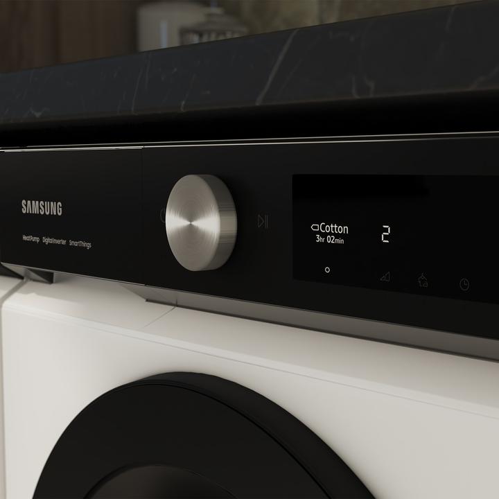 Produktbild Samsung DV90BB5245AES3 Optimal Dry 9 kg Frontlader-Wäschetrockner Klasse A++, schwarze Tür (9 kg, Rechts)