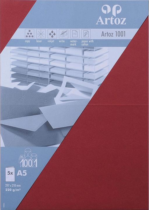 Produktbild Artoz 1001 Karten weinrot (A5, 220 g/m², 5 x)