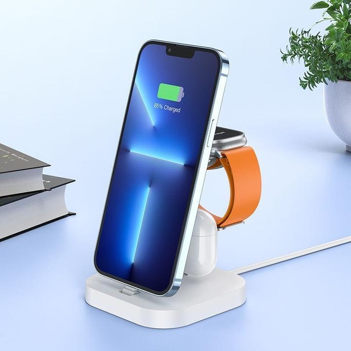 Produktbild Hoco Kabelloses Ladegerät CW43 Graceful 3-in-1 weiss (5 W)