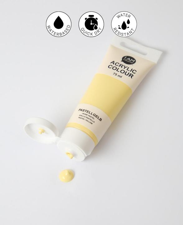 Image du produit I Am Creative Basic Acryl, peinture acrylique à base d'eau, 75 ml (Jaune pastel, 75 ml)