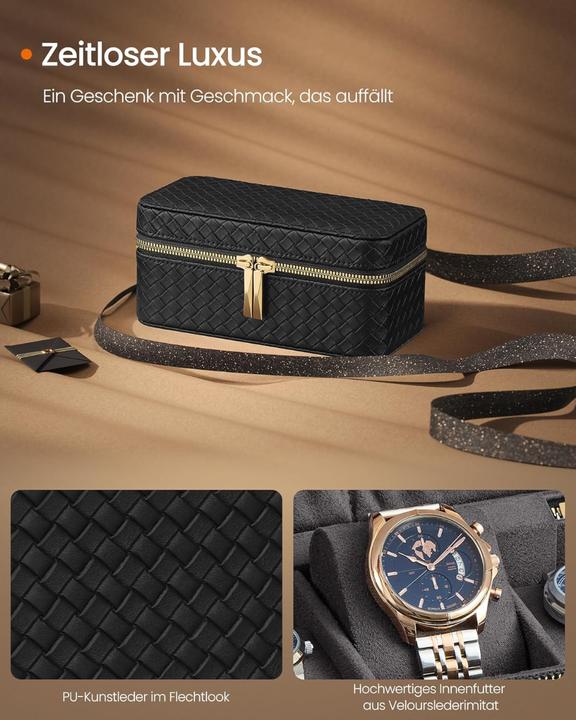 Produktbild Songmics Uhren Aufbewahrung Box für 3 Uhren Grau