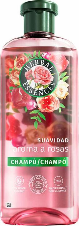 Herbal Essences Shampooing lisse à l'arôme de rose Flacon sans silicone 350 ml (350 ml, Shampoing liquide)