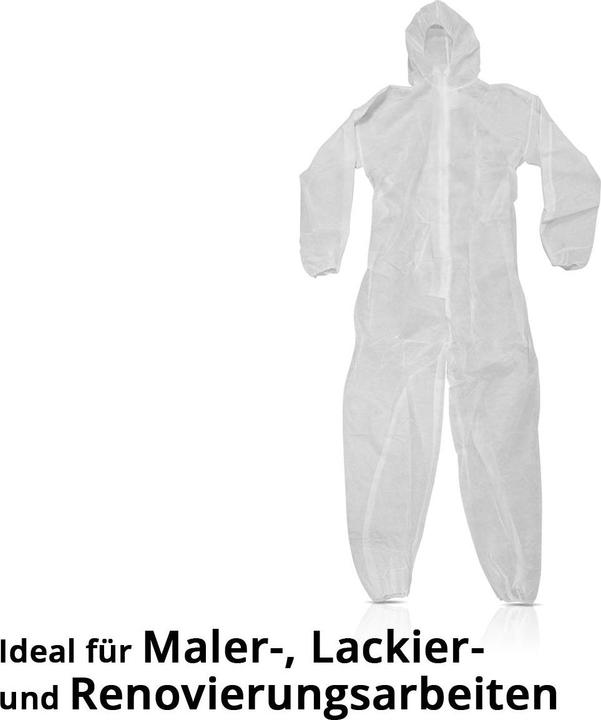 Produktbild Stahlwerk Maleranzug XL 3er Set Schutzanzug PP Overall Einweg Anzug mit Kapuze (XL)