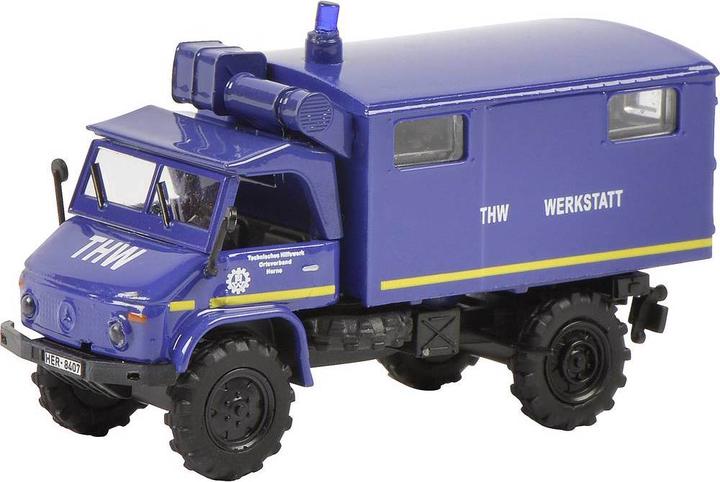 Actual product image Schuco 452656000 H0 Land Rover, Mercedes Benz set of 3 THW, Land Rover, Unimog 404, MB LG 315