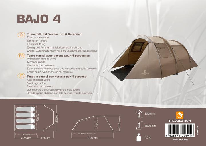 Produktbild Trevolution Bajo 4 (Tunnelzelt, 4.50 kg, 4 Personen)