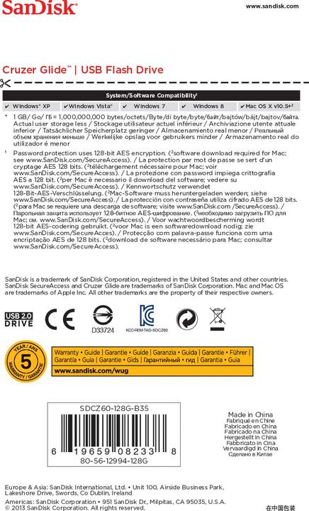 Actual product image SanDisk Cruzer Glide (128 GB, USB-A)