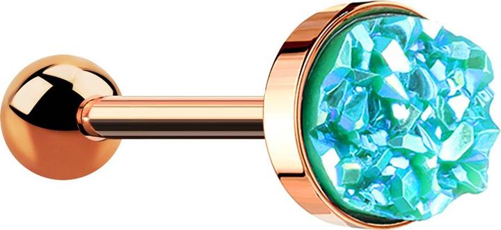 Star Piercing Micro Barbell rosegold mit Druse Stein grün (ohne Messing, Chirurgenstahl 316L)