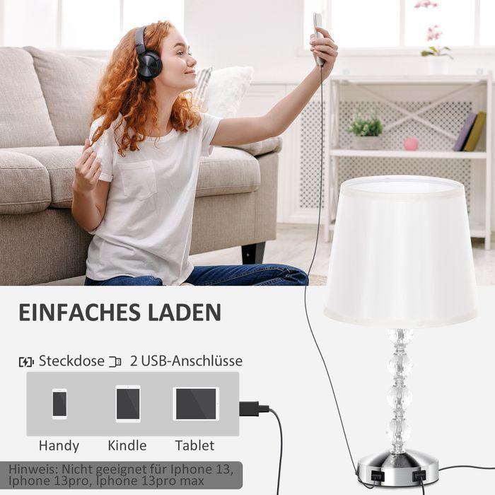 Produktbild Swisshandel24 Tischlampe LED Tischleuchte USB Aufladbar, Nachttischlampe, Lampensockel E27, silber (E27)
