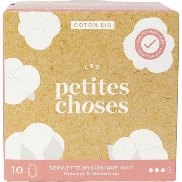 Image du produit Les Petites Choses serviettes hygiéniques nuit coton bio (10 x)